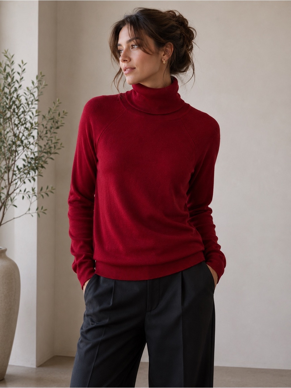 Talbots Wine Red Turtleneck Sweater size small